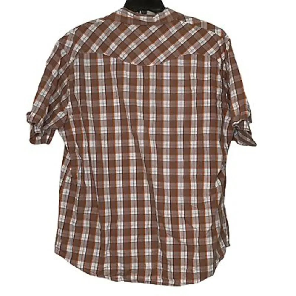 Levi's Mens Western Pearl Snap Shirt Size XL Brown Plaid SS 100% Cotton‎